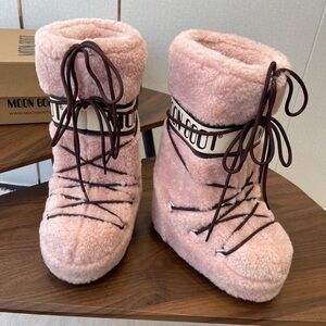 Moon Boot Pink Furry Snow Boots
